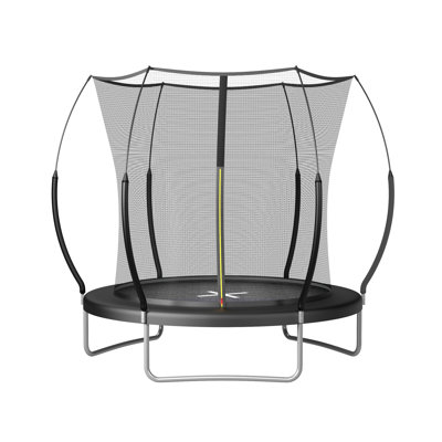 YC 8FT Springfree Trampoline with Safety Enclosure Net - No Gap Design, Bungee Cord System & Curved Fiberglass Poles for Backyard