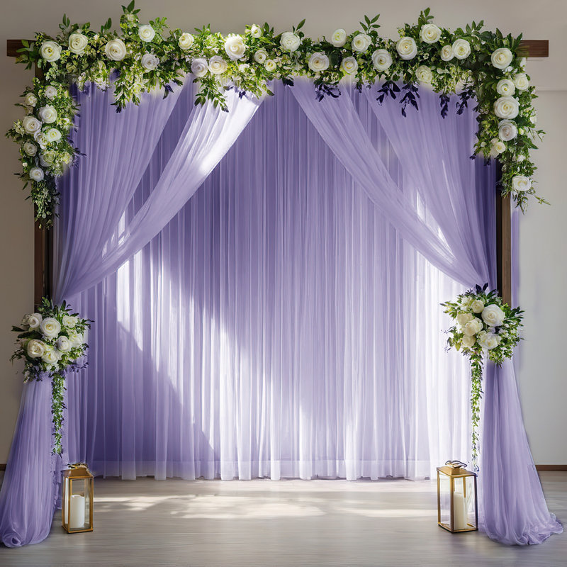 Wrinkle Free Chiffon Backdrop Curtains, 2 Panels Sheer Drapes For Backdrop, Wedding Tulle Curtains, 4.9x 9.8ft Sheer Curtain Drapes For Party Birthday Wall Decoration