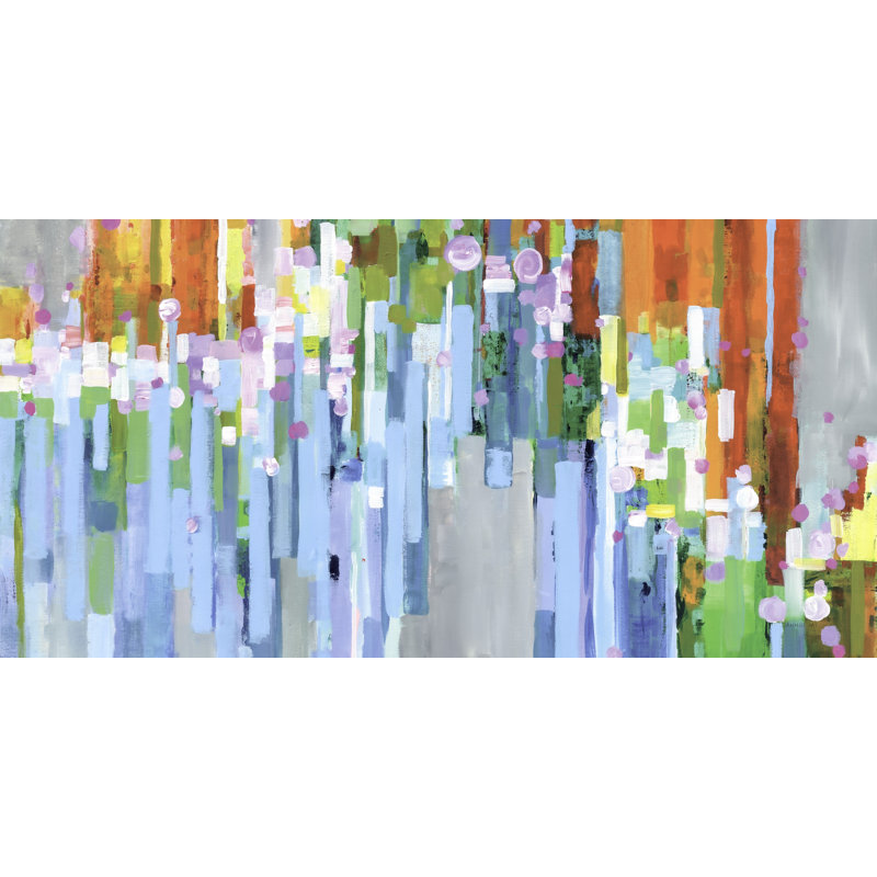 Rayures arc-en-ciel, bleu clair, rouge, jaune, orange, abstrait, H 16 po x l 24 po x P 1,5 po
