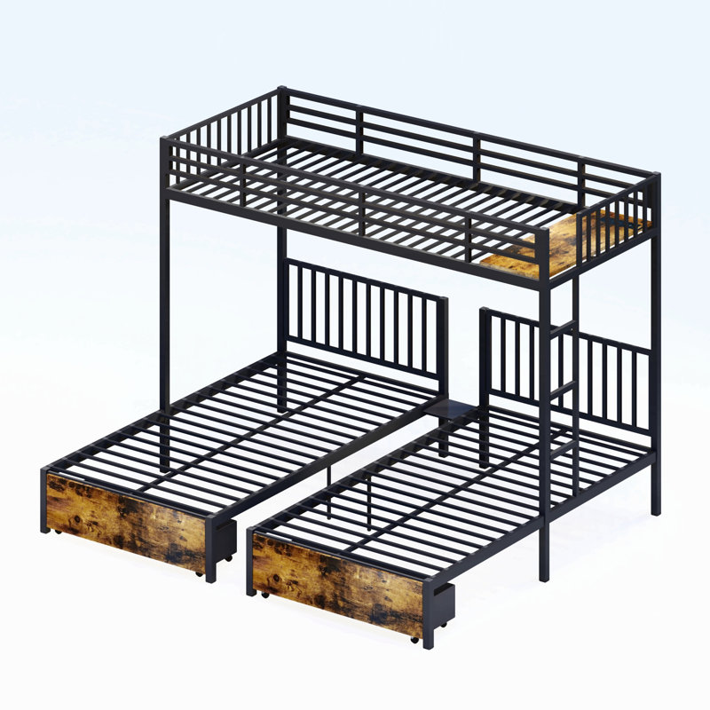 Triple lit superposé pour enfants, 3 lits superposés pour 3 personnes, lits superposés en métal, séparé en 3 lits simples, structure à bruit réduit
