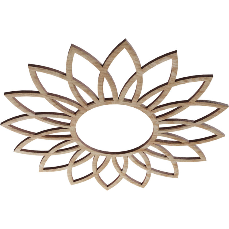 Médaillon de plafond 16 "x 16" x P 5 5/8 "x P 3/8" Daisy, H 16 po x l 16 po x P 0,38 po, Chêne rouge