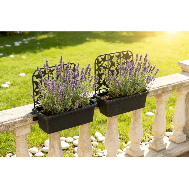 24 Inch Privacy Planter With Adjustable Rail Mount And Built-In Self-Watering Reservoir For Outdoor Gardens And Patios