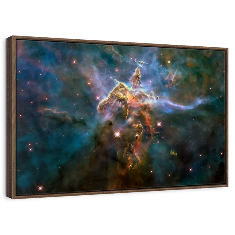 Carina Nebula Mystic Mountain, 25 po x 17 po, Cadre flottant noyer