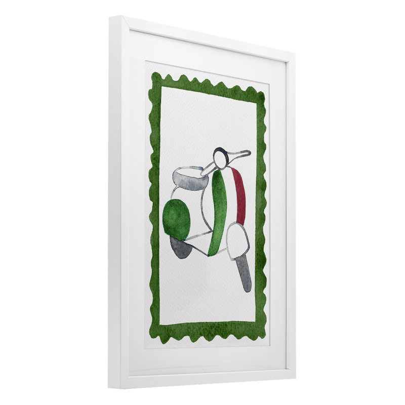 «Italian Motor Scooter», reproduction sous verre encadrée par Camila Juncos, Cadre blanc côtier, H 20 po x l 14 po