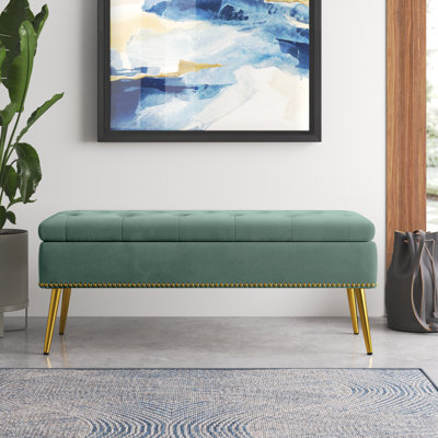 Banc de rangement rembourré en velours Kajana