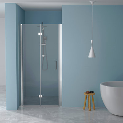 34"W X 72"H Fold Frameless Design Shower Door With Tempered Glass