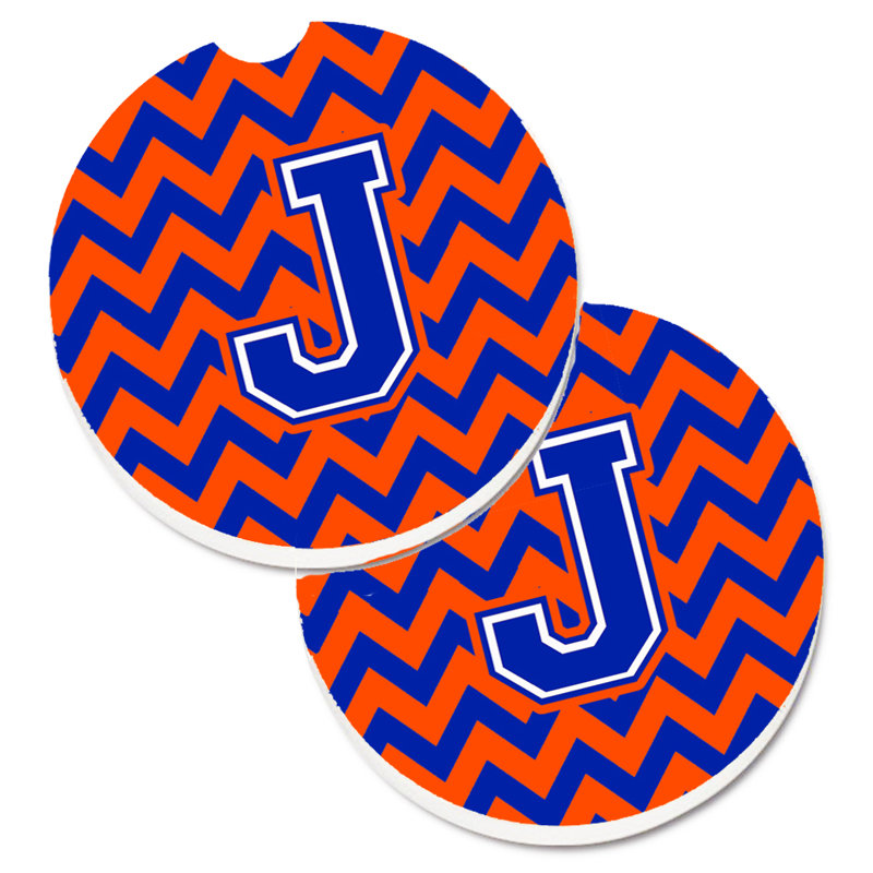 Sous-verre pour voiture, J, Bleu / Orange