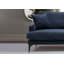 Élégant canapé 2 places, bleu marine | Cadre en bois de hêtre et en carton, 69 po x 35,4 po x 34,6 po | Tissu 100% polyester, nettoyage à sec | Coussins en mousse et en silicone gris doux | Design industriel moderne avec pieds en métal noir-319675178