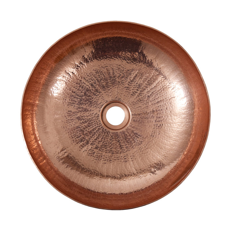 Maestro Copper Circular Vessel Bathroom Sink, Polished Copper