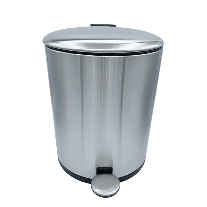 Poubelle de 10 po de hauteur en acier inoxydable chromé avec seau intérieur amovible, poubelle en métal à fermeture en douceur et pédale