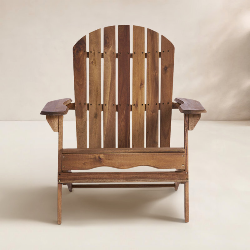 Woking Foldable Outdoor Adirondack Set, Natural Stained