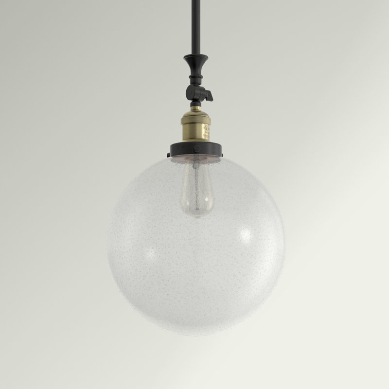 Luminaire suspendu sphère 1 lumière Clermont, DEL, Grainé, Laiton antique noir