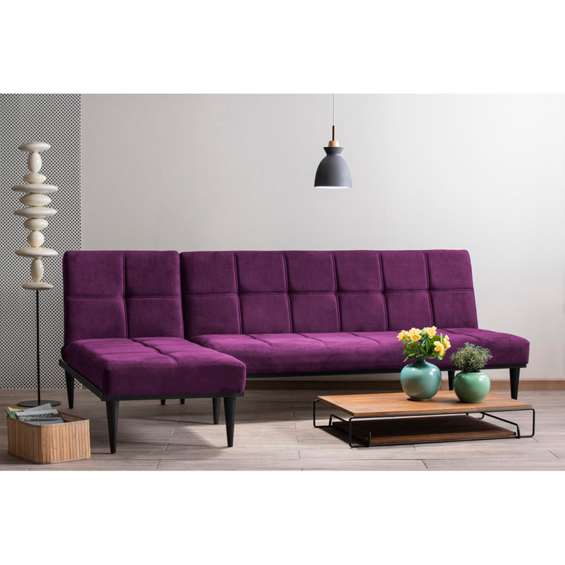Canapé modulaire 2 pièces Breac, Mauve 100% polyester, H 16,1 po x l 84,3 po x P 74,8 po