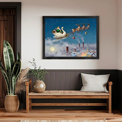 Art mural de père Noël noir encadré, impression de fantaisie encadrée