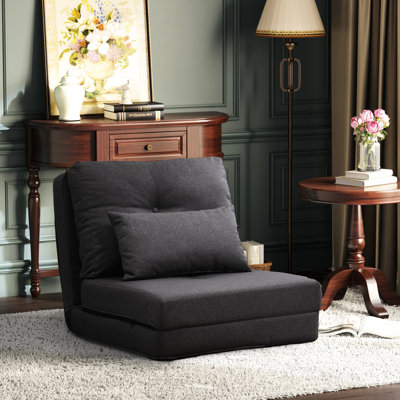 Tranquille 21 niveaux gris foncé, réglable sur 5 niveaux. Fonctionne comme lit. Comfort 105 - 180. 2 coussins pour plus de confort. Fabrication en acier stable. Option d'économie d'espace. Matériau en lin. L 23,5 po x P 31,5 po 22 po