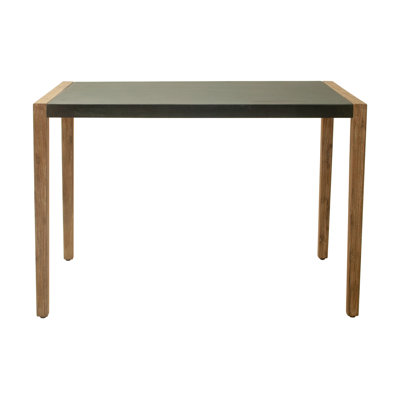 Table de comptoir moderne avec plateau en terrazzo et base en bois d'acacia de style urbain pour un usage résidentiel