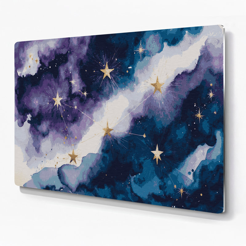 Art mural bleu en métal Space Cassiopeia, H 12 po x l 18 po