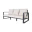 Table basse Three & Rectangular, coussins blanc laiteux, aluminium, option de rénovation, mobilier contemporain et structure en aluminium