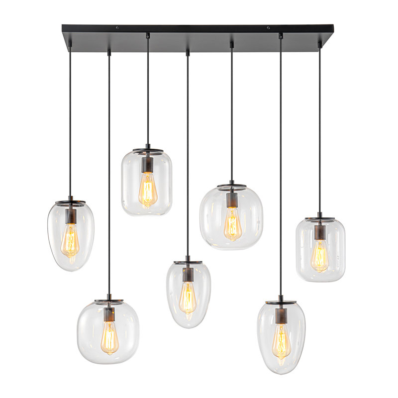 7-Light Kitchen Island Cluster Pendant, Matte Black