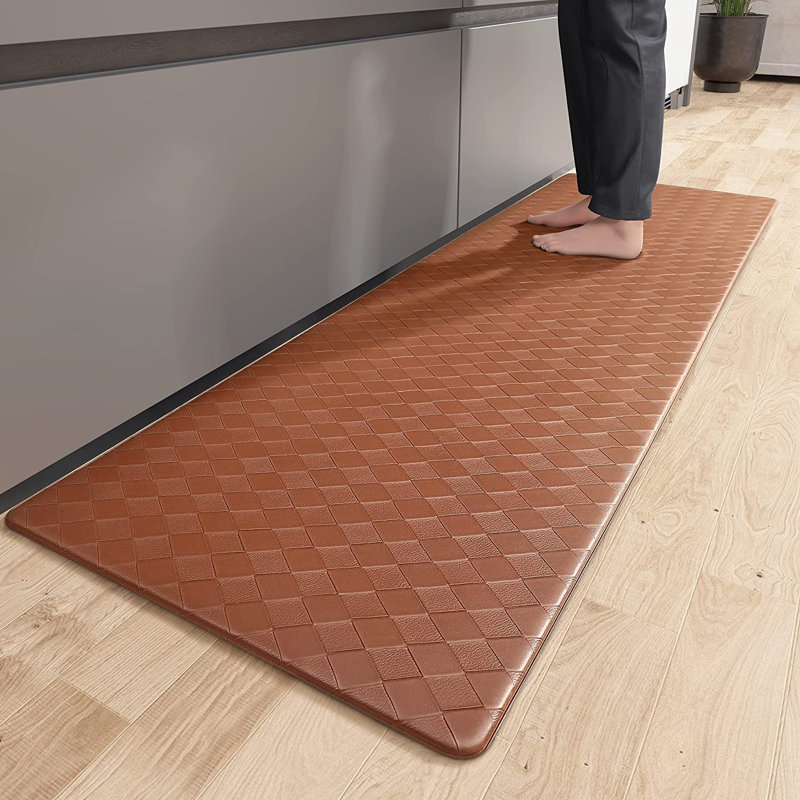 Tapis de cuisine antidérapant Devarian, Brun, Tapis de couloir 1 pi 4 po x 5 pi 9 po