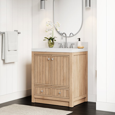 Aula 30" Bathroom Vanity with 2" Thassos White Quartz Countertop