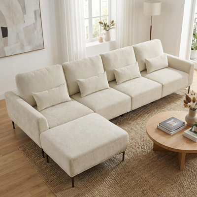 Harshith 125"  W L Shape -Upholstered Modular Sofa With Ottoman