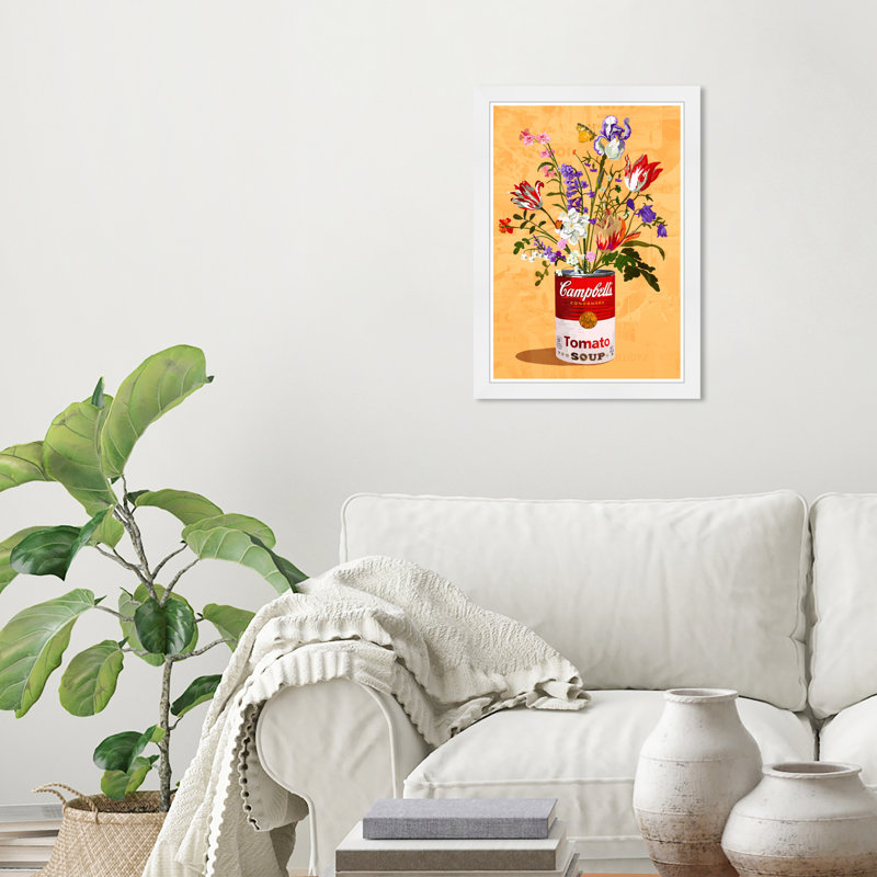 Pot de fleur floral, Cadre blanc