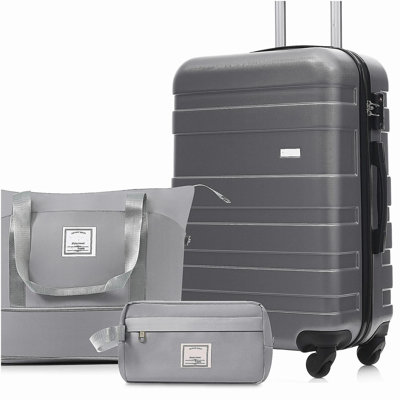 Ensemble de 3 valises - Valise à carreaux 24 po avec sac de toilette à sec TSA