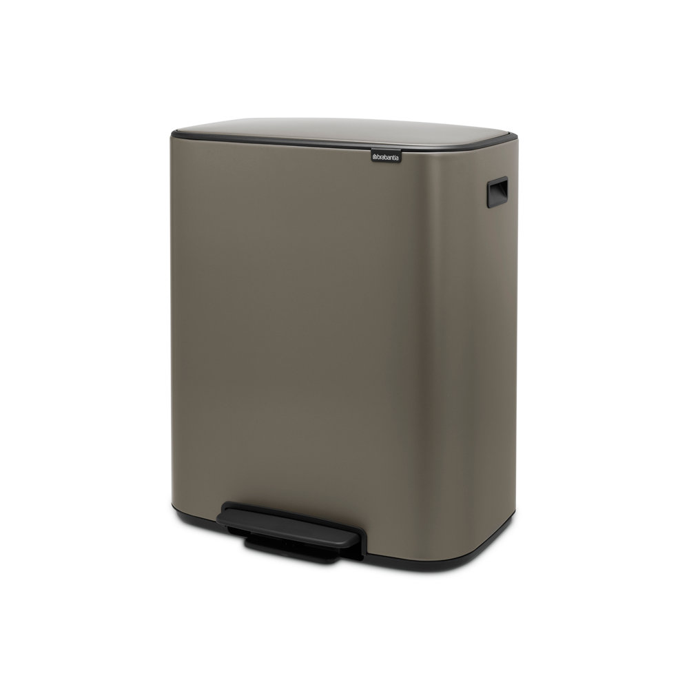 Brabantia Bo 16gal Step-On Trash Can, Platinum
