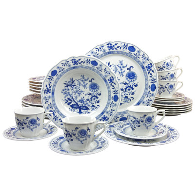 Flora Onion Pattern 30 Piece Dinnerware Set with Mug, Service for 6