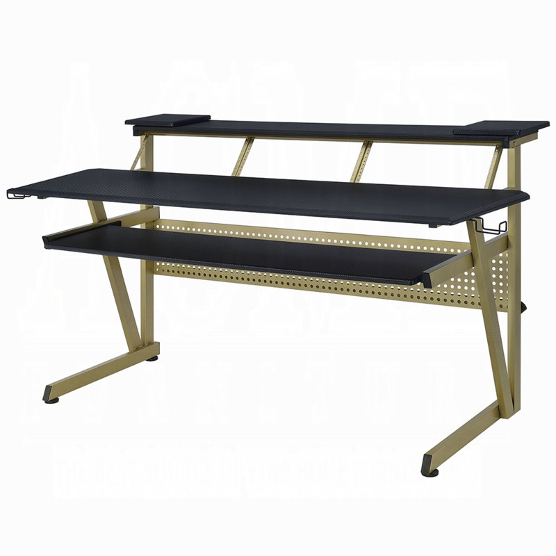 Bureau pour ordinateur Vion 71 pouces, noir, 3 niveaux Vion, Noir / brun