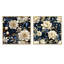 Ensemble de 2 collages industriels carrés ivoire et bleu à motif floral industriel-101849796-101849793