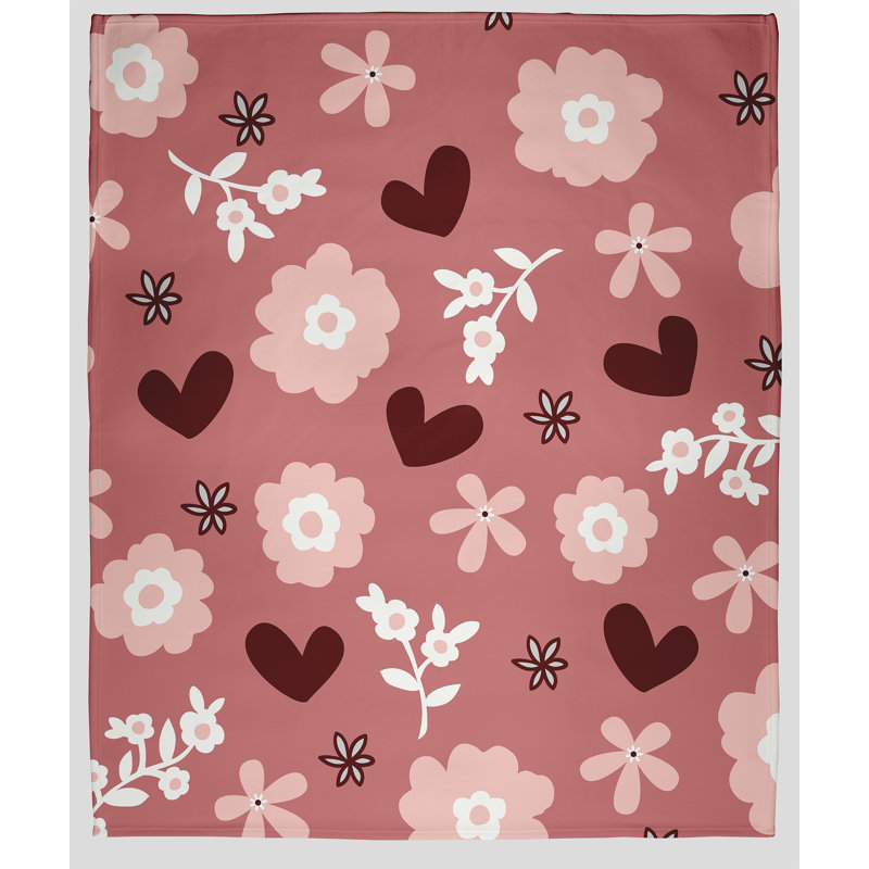  Couverture en molleton Flowery Love, 30 po x 40 po, Rose