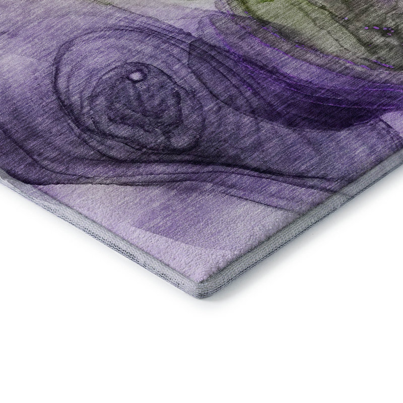 Premium Machine Washable Cerrito AMF513 Purple Rug, Rectangle 5' x 7'6"