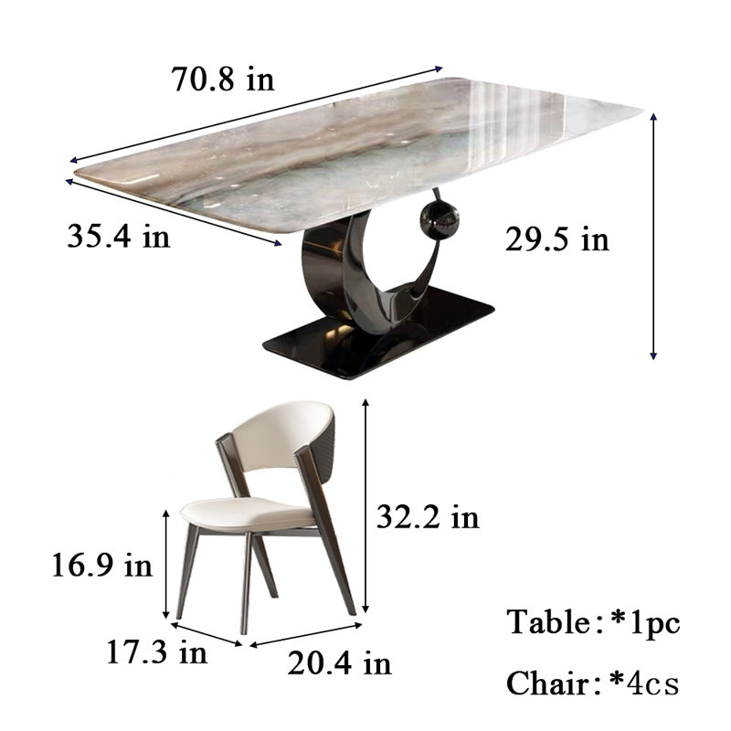 Devoss 4 - Person Pedestal Dining Set, 29.5"H x 70.8"L x 35.4"W