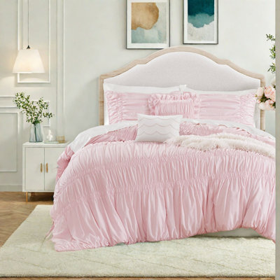 Ensembles de literie rose de qualité supérieure, grand lit double en microfibre, maison de campagne française