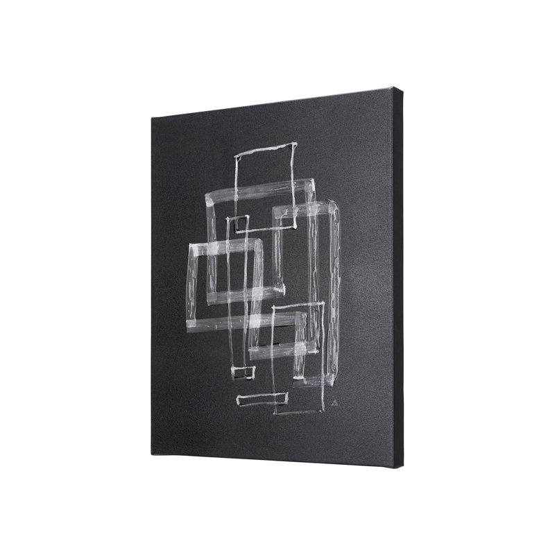 Toile texturée brodée à la main Lines III a, H 25 po x l 20 po x P 1,5 po