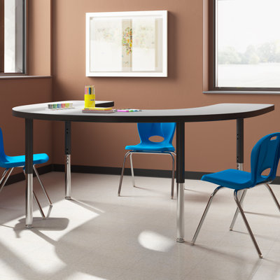Half Moon Dry-Erase Activity Table with Adjustable Legs - White/Black