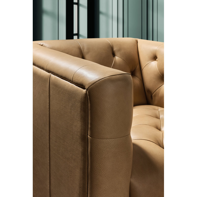 Fauteuil club en cuir véritable touffeté d'une largeur de 33,75 po SS CAL117