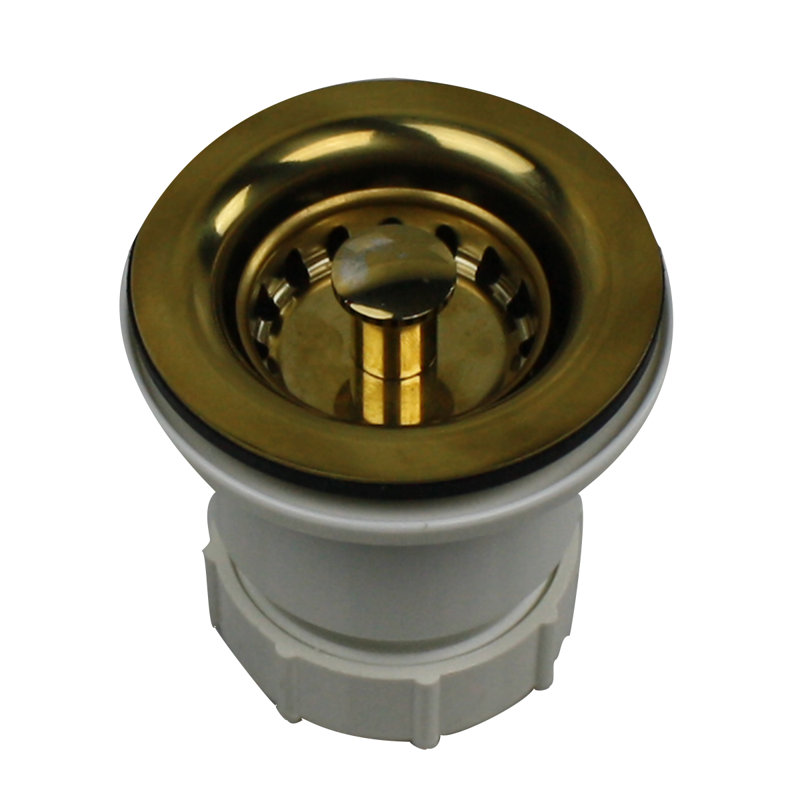 Premium 2.75'' W Basket Strainer Bar Sink Drain, Polished Brass