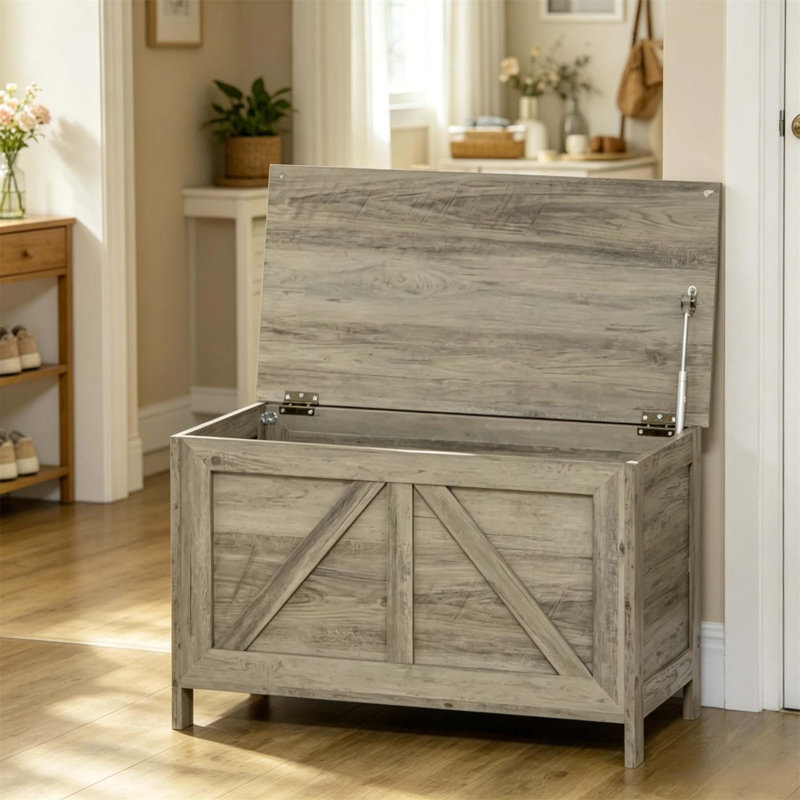 Banc de rangement de style campagnard avec armoire rabattable pour une organisation polyvalente et un décor élégant