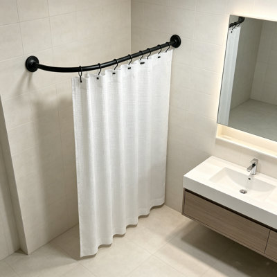 Tringle à rideau de douche incurvée noire matte, tringle réglable en métal de 41 à 72 po