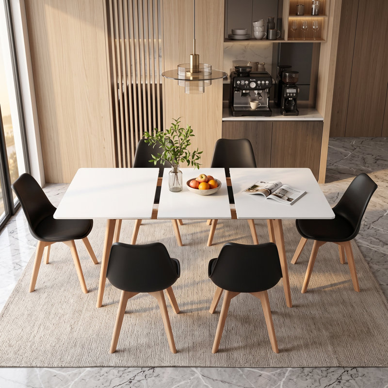 Extendable Dining Set, Black