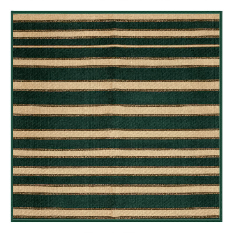 Washable Pine Cream Striped Area Rug, Square 7'