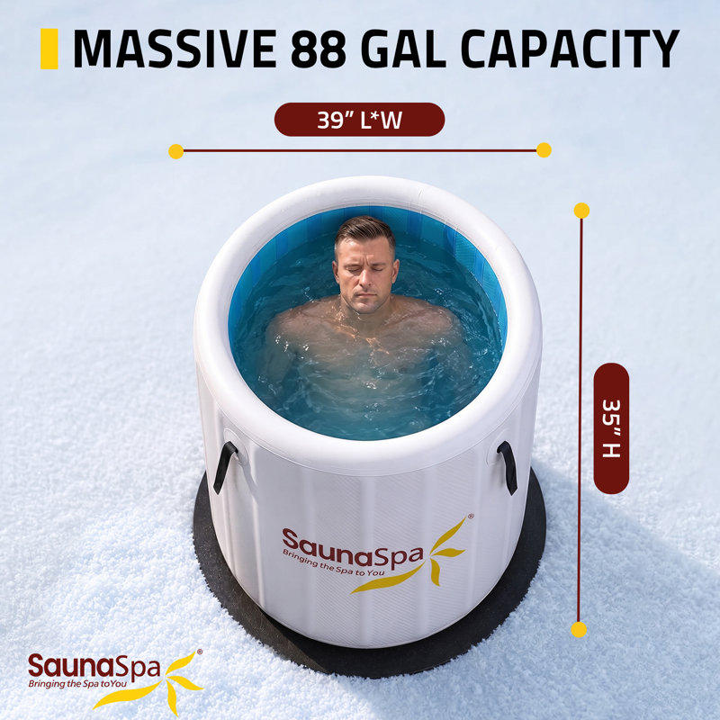 Baignoire gonflable froide à 1 personne avec couvercle en PVC, pompe et kit de réparation