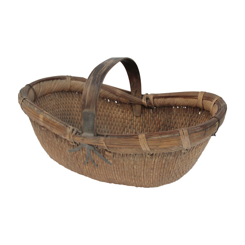 Natural Wicker Storage Basket with Handle, 26" Length