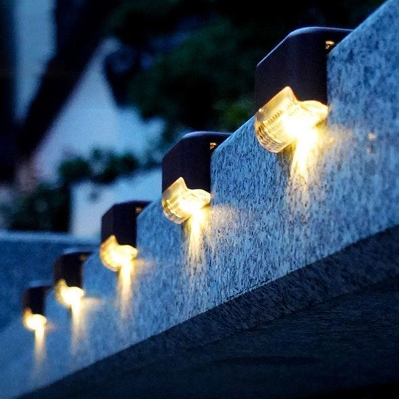 Black Solar Powered Integrated Led Deck Light Kit Fence Patio Yard Pathway (set Of 8)