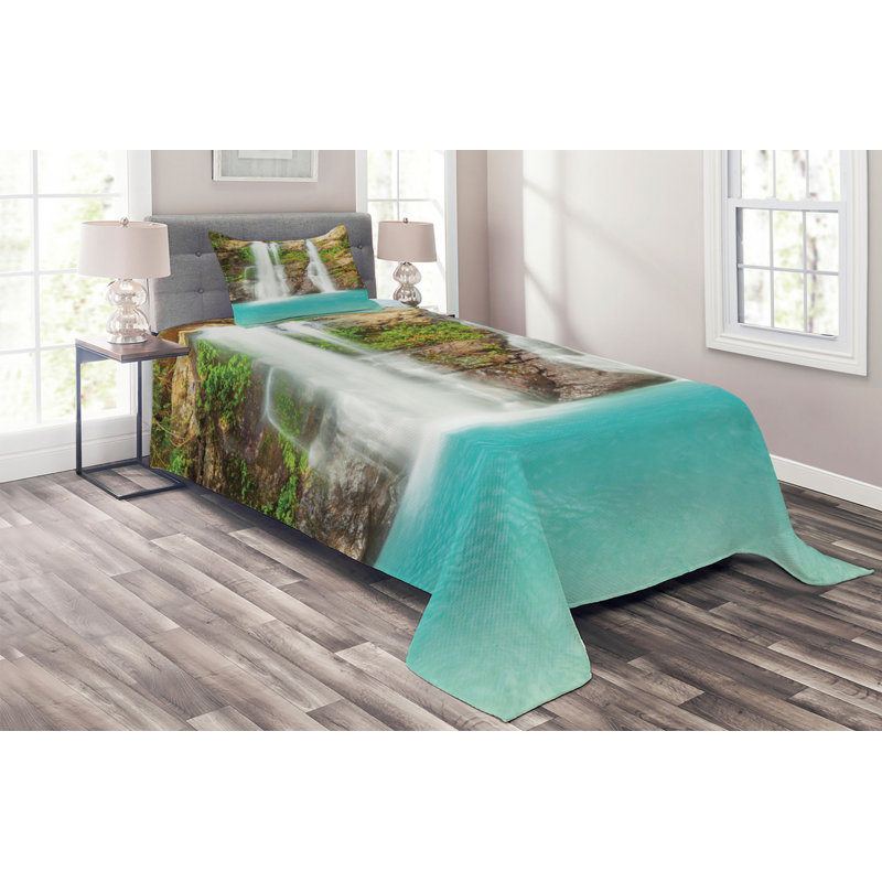 Forest Rustic Polyester Coverlet, Twin Bedspread + 1 Sham