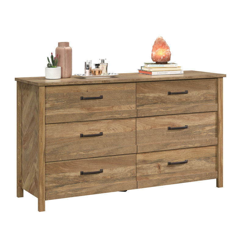Commode double à 6 tiroirs de 56,2 po Mccaslin Jaia, Mangue Sindoori