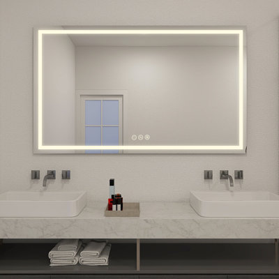 Frameless LED Bathroom/Vanity Mirror with Adjustable Brightness, Waterproof and Anti-fog